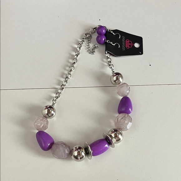 paparazzi Jewelry - Paparazzi Purple Chunky Necklace and Earrings Set
